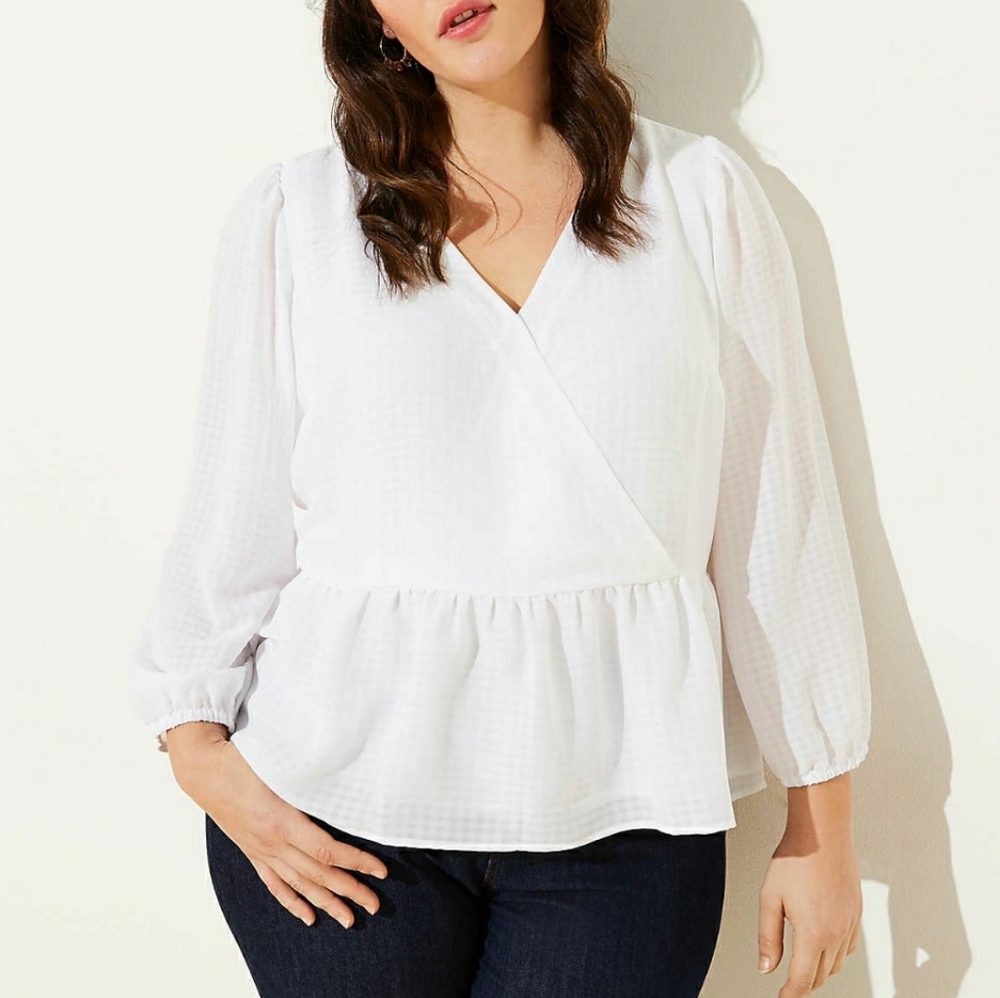 Loft | White | Peplum Blouse